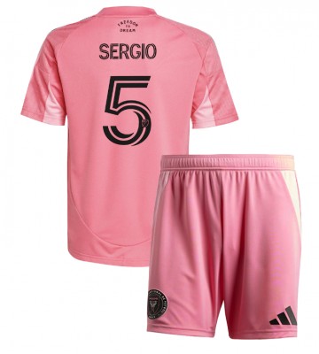 Inter Miami Sergio Busquets #5 Hemmaställ Barn 2025-26 Kortärmad (+ Korta byxor)